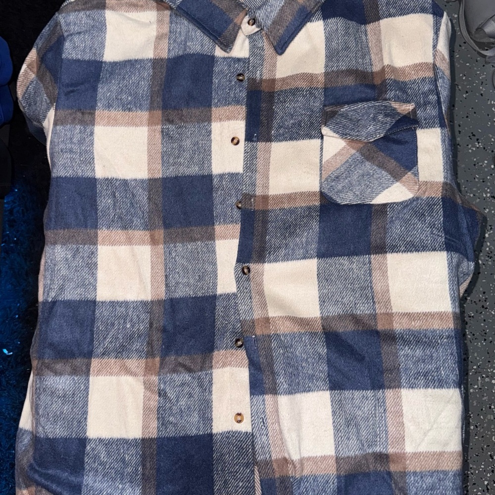 SHEIN Blue and Cream Checkered Shirt